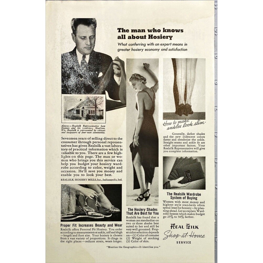 Real Silk "Shop-at-Home Women's Hosiery Service" Vintage Print Ad 1938